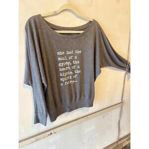 OM & AH London Gray Women's Jersey Top with Quote